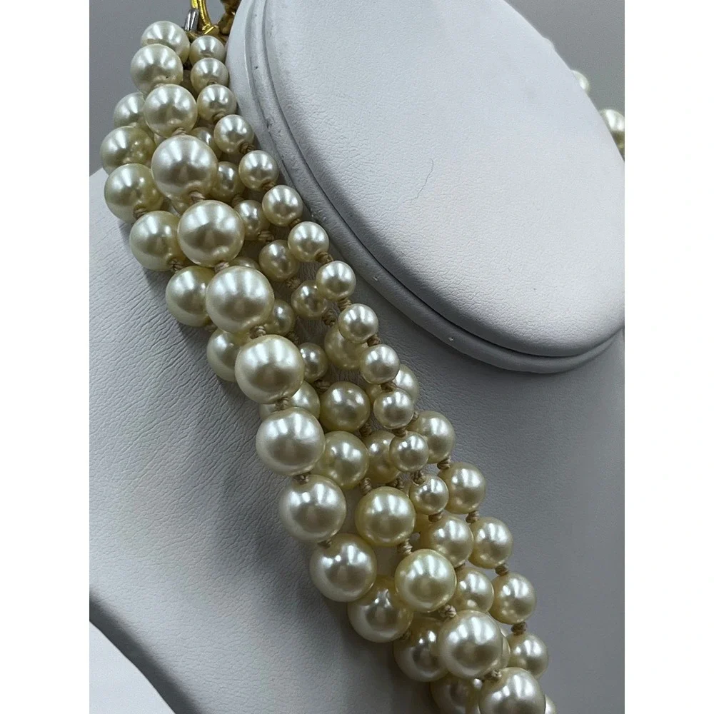 J. Crew Vintage MultiStrand Layered Cream Gold Tone Faux Pearl Necklace